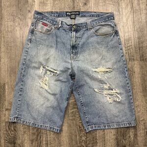 DrunknMunky Baggy Skater Grunge Distressed Jean Shorts Denim Jorts